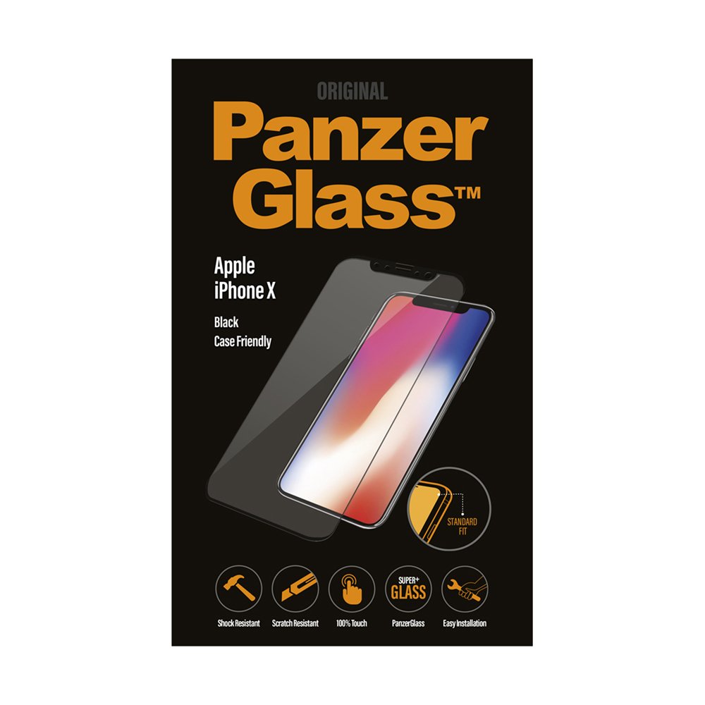 PANZERGLASS IPHONE X TEMPERED GLASS SP FRIENDLY BLACK